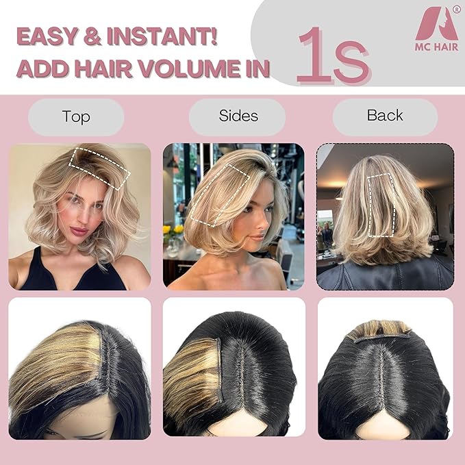 2 Pcs Short Hair Extensions Human Hair Clip in Extensions for Women Adding Volume 10 Inch Platinum Blonde