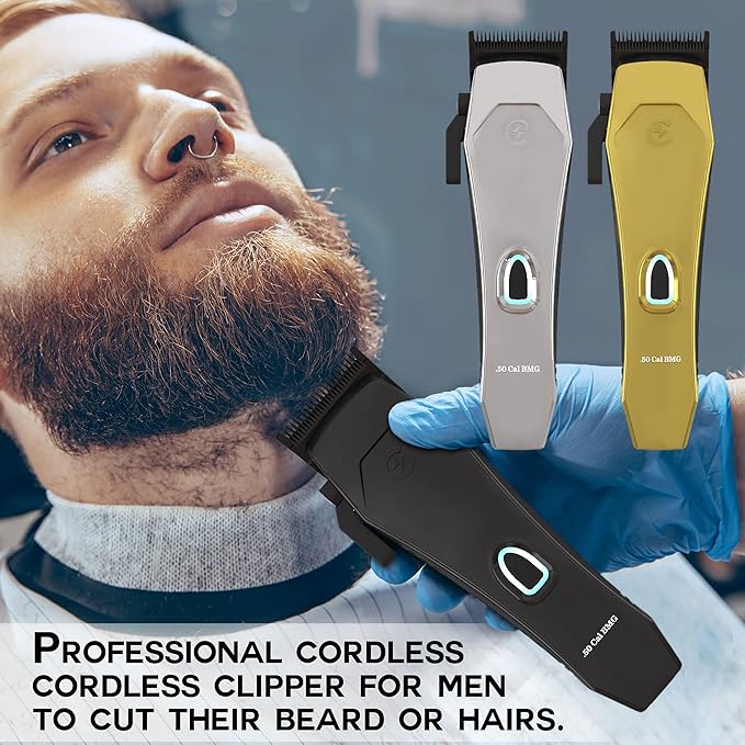 .50 Cal BMG Clipper - Professional Cordless Magnetic Motor Clippers - Quiet Operation Trimmer - Rechargeable Powerful Battery - Easy Zero Gap Cut - Hair Grooming Tool for Men
