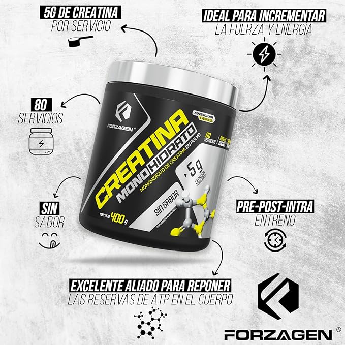 Forzagen Creatine Monohydrate Powder Unflavored - (80 Servings)