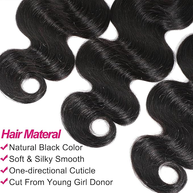 15A Human Hair Bundles 18 20 22 Inch 100% Unprocessed Brazilian Virgin Hair Quick Weave Body Wave 3 Bundles Deals Natural Black Extensions