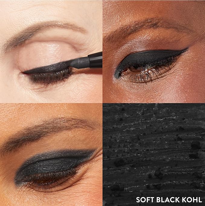 LAURA GELLER NEW YORK Kajal Longwear Kohl Eyeliner Pencil - Soft Black Kohl - Caffeine and Vitamin E - Smooth &amp Blendable Liner - Built-In Sharpener