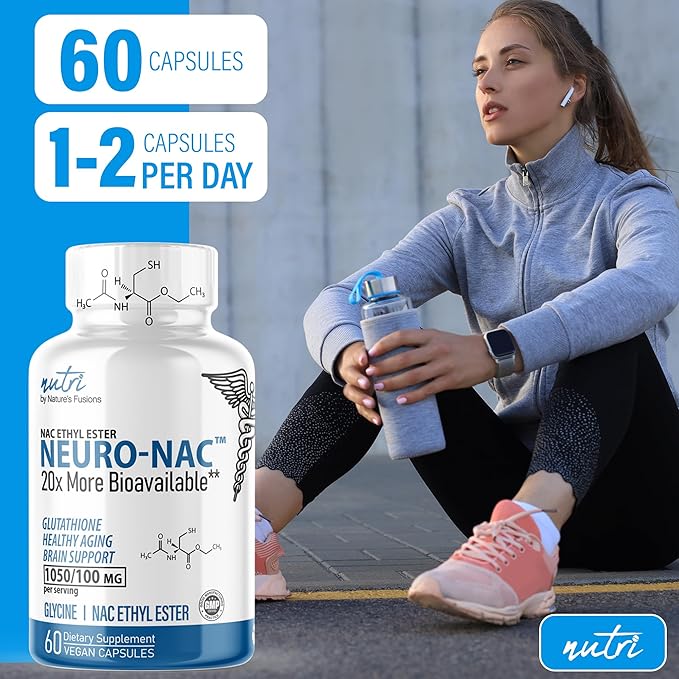 Neuro NAC Supplement N-Acetyl Cysteine Ethyl Ester (Pack of 2) - 20x More Bioavailable Than NAC 600 mg - Boost Glutathione 20x - 30x More - N Acetyl Cysteine Ethyl Ester - NACET (120 Capsules) - Nutri
