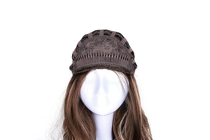 OneDor 23 Curly Hair Women Ladies 3/4 Half Wig Premium Japanese Synthetic fibers Wigs with Secured Mesh Head Cap (R1224B)