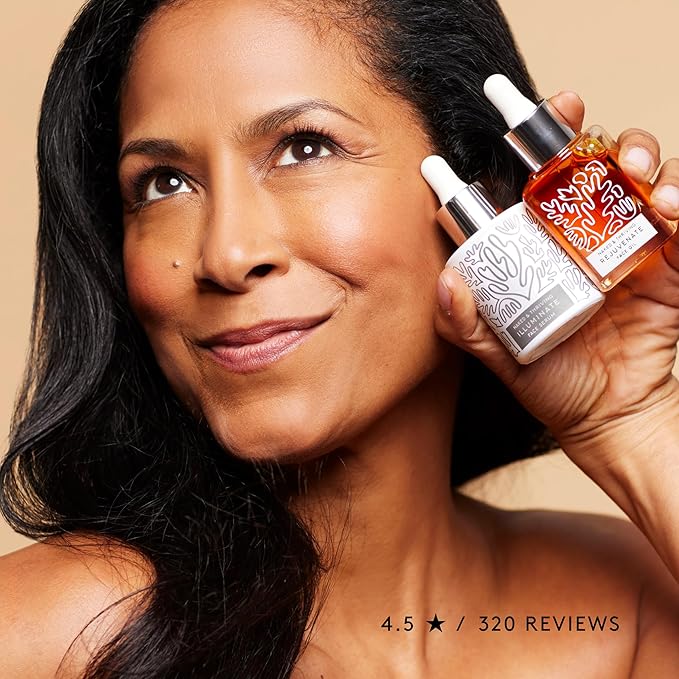 Naked &amp Thriving Super Glow Duo | Illuminate BC+ Serum (30 mL) + Rejuvenate Restorative Face Oil (35 mL) with Argan Oil Sea Buckthorn Oil Bakuchiol and Vitamin C (Set of 2)