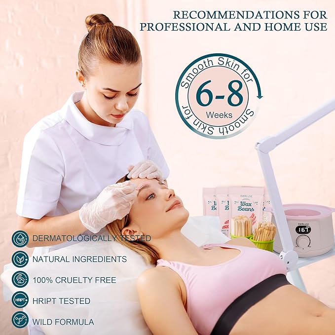 Waxing Kit for Women Hair Removal with Silicone Wax Warmer Liner Digital Waxing Machine Hard Wax Kit for Full Body Arms Legs Face Bikini Brazilian Wax Kit for Women Men Sensitive Skin