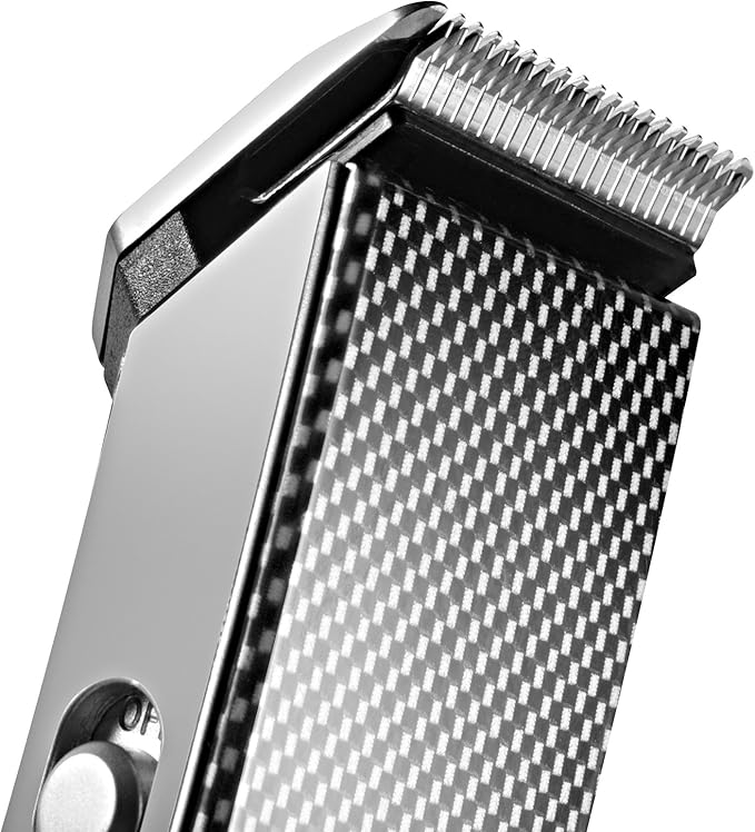 Precision Hair Trimmer &amp Body Groomer for Men - 4 Attachments All-in-One Cordless Design Steel Blades &amp Carbon Fiber Finish - Travel Case Included