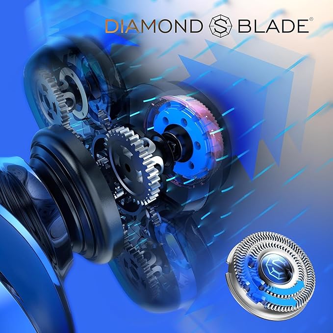 Blade &amp Stone® Head Shaver for Men HS505-BB | Diamond-S-Blade® | MIMO Net Technology for Superior Skin Comfort | 8500 RPM Durable Motor USB-C Rechargeable - Big Blue