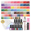 phoenixy 63 Pcs Gel Nail Polish Kit with U V light and Drill 50 Pcs Gel Polish with 5 Pcs Base Top Coat Manicure Starter Nail Polish Set Christmas Gifts for Women ST9017