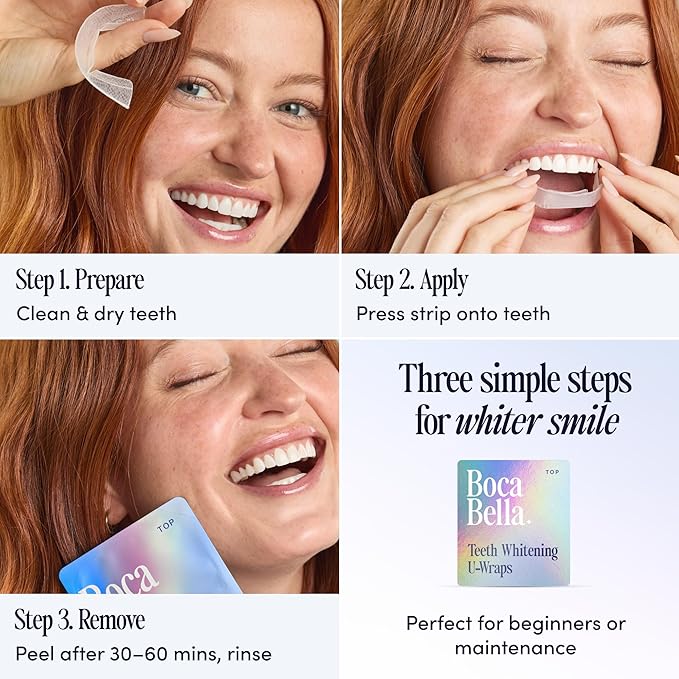 Teeth Whitening U-Wraps ? 10 Treatments ? 15% Hydrogen Peroxide Enamel-Safe No Harsh Sensitivity ? Patented Strip Design with Aloe Calendula &amp Peppermint ? Fast Even Whitening