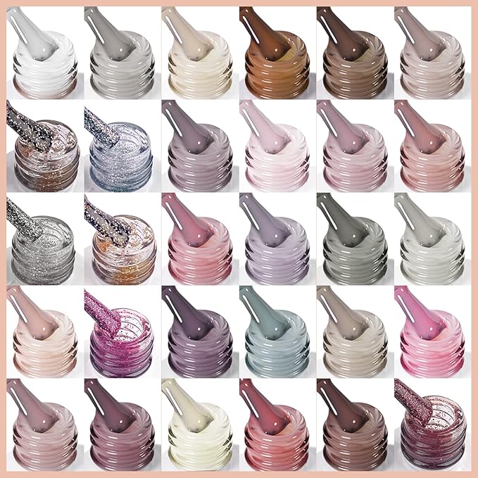 SAVILAND Nail Polish Gel Set: 30 Colors Soak-off Gel Polish Set with Base &amp Glossy Matte Top Gel French Winter Manicure Nail Art Starter Set for Salon Home &amp Nice Gifts