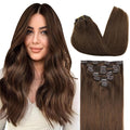 GOO GOO Clip in Hair Extensions Real Human Hair Remy Human Hair Extensions Clip ins for Women Natural Human Hair 20inch 200g 7Pcs #4A Chocolate Brown