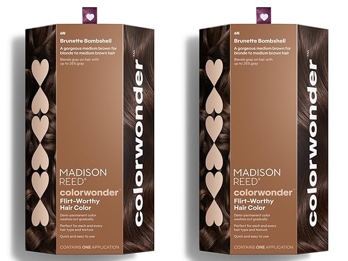 Madison Reed colorwonder Demi-Permanent Hair Color Effortless At-Home Hair Dye Ammonia-Free Cruelty-Free Brunette Bombshell (6N Medium Brown) Pack of 2