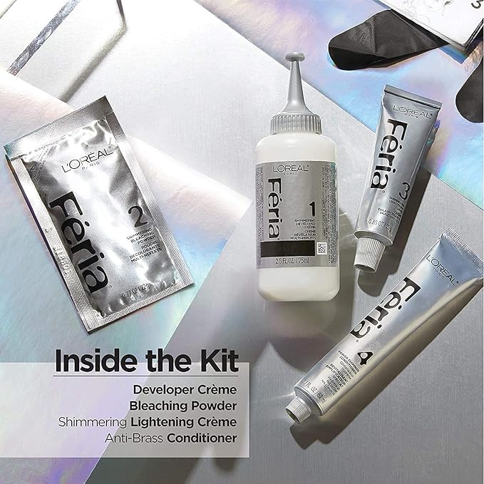 L'Oreal Paris Feria Multi-Faceted Shimmering Permanent Hair Color Extreme Platinum Hair Dye Kit Pack of 2
