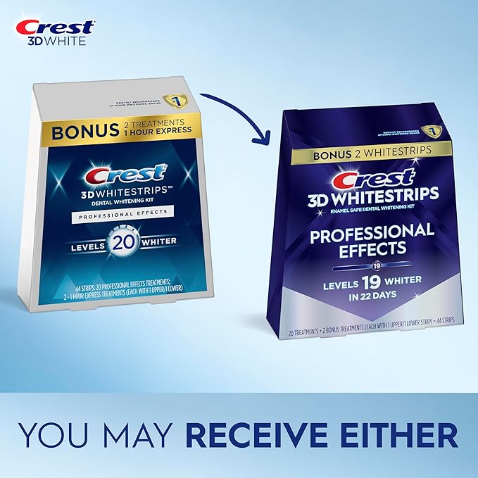 Crest 3D Whitestrips Professional Effects ? Teeth Whitening Kit 22 Treatments (20 + 2 Bonus) Each with 1 Upper/1Lower 44 Strips ? Crest 3DWhite Teeth Whitening Strips