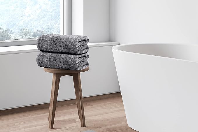 Tens Towels Pack of 4 Extra Large Bath Towels 30 x 60 Inches 100% Cotton Larger &amp Lighter Weight Quicker to Dry Super Soft and Absorbent Perfect for Bathroom Dark Grey