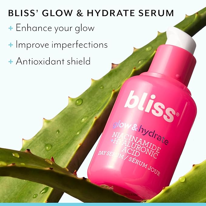 Bliss Glow &amp Hydrate Serum - Niacinamide + Hyaluronic Acid Serum - 1 Fl Oz - Improves Dullness Hydrates Replenishes &amp Defends Skin - Lightweight Hydration - Clean - Vegan &amp Cruelty Free