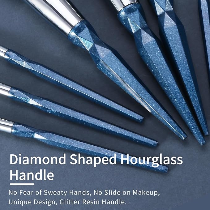Sapphire Blue Makeup Brush Set Professional Vegan Makeup Brushes Set Makeup Brush Set with Case Glitter Cosmetic Brushes Makeup Set Make up Brushes Vegan Make up Brushes Set Professional