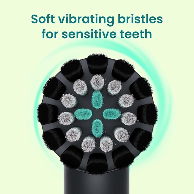 quip Rev 360 Oscillating Electric Toothbrush Heads - 4 Pack - Verified quip Brush Head Refills for Oscillating Toothbrushes - Soft Bristles Dual-Length Compact - Last 3 Months Each - Black