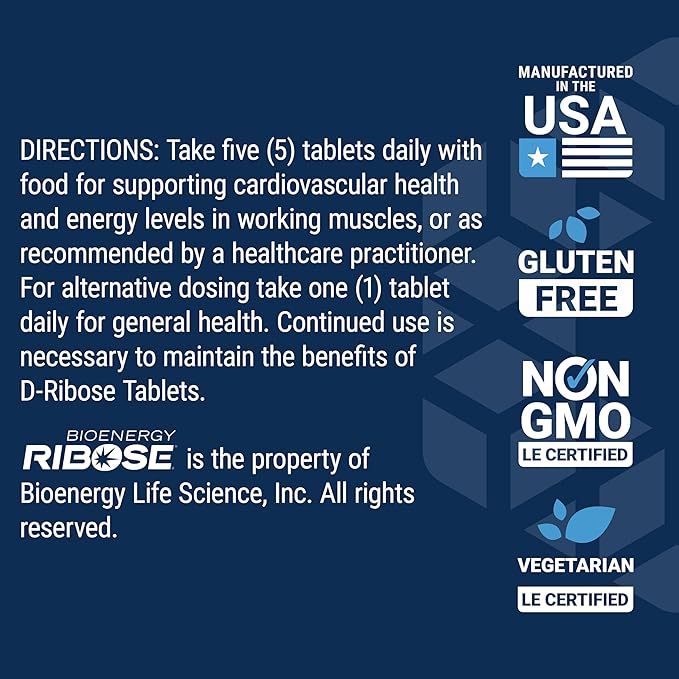 Life Extension D-Ribose Tablets Plus Calcium Helps Maintain Healthy Energy Levels in Heart and Muscle Encourages The Production of ATP Gluten-Free Non-GMO Vegan 100 Vegetarian Tablets