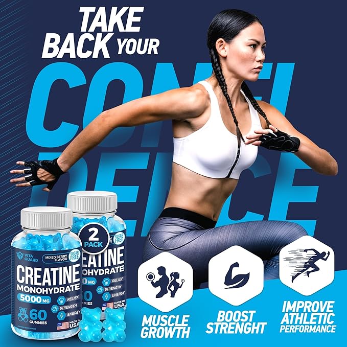 5000mg Creatine Monohydrate Gummies Formula for Men and Women Ultimate Muscle Builder Energy Booster &amp Pre-Workout Supplement (2 Pack)