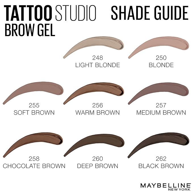 Maybelline TattooStudio Waterproof Eyebrow Gel Makeup Medium Brown 1 Count