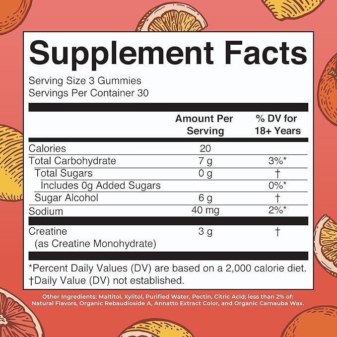 MaryRuth's Creatine Gummies | Creatine Monohydrate Gummies | 1 g Creatine Per Gummy | Creatine for Women &amp Men | Tangerine Citrus Flavor | Exercise | Workout | Sugar Free | Vegan | 90 Count