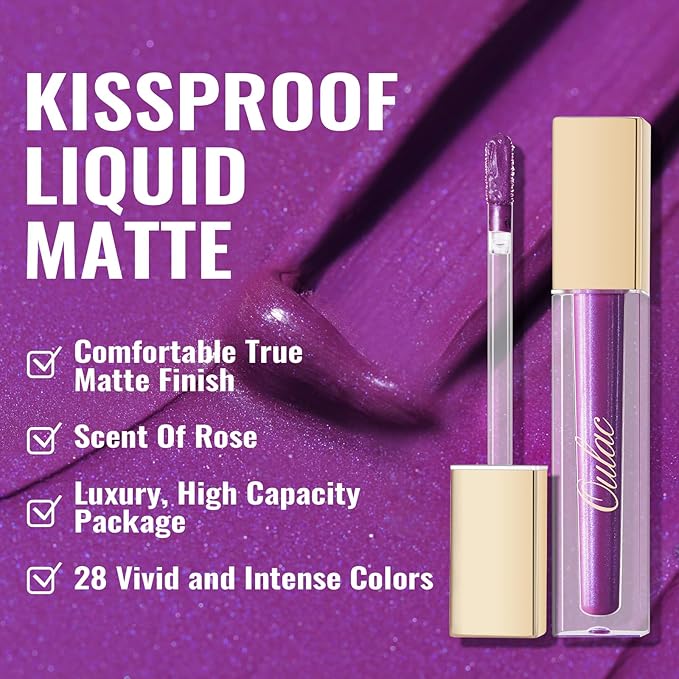 Oulac Red Black Purple Christmas Lipstick Set for Women Matte Liquid Lipstick Long Lasting High Impact Creamy Matte Lip Gloss Rich Colour Formula with Vitamin E &amp Rose Oil