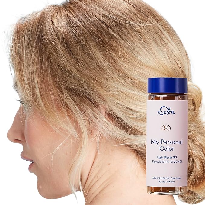 eSalon Permanent Hair Color &amp Hair Dye Complete Kit - Light Blonde - Personal Colorist Kit for Up To 100% Gray Coverage for All Hair Types - Professional-Grade Ammonia-Free Hair Dye