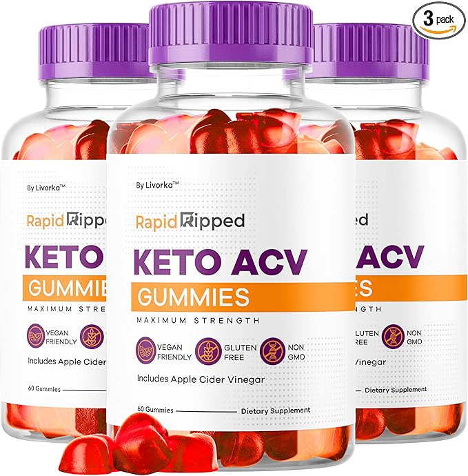 (3 Pack) Rapid Ripped Keto ACV Gummies Advanced Formula 1050MG RapidRipped Keto Apple Cider Vinegar Gummie RapidRippedKeto and ACV Gummys Support 180 Gummies for 3 Months