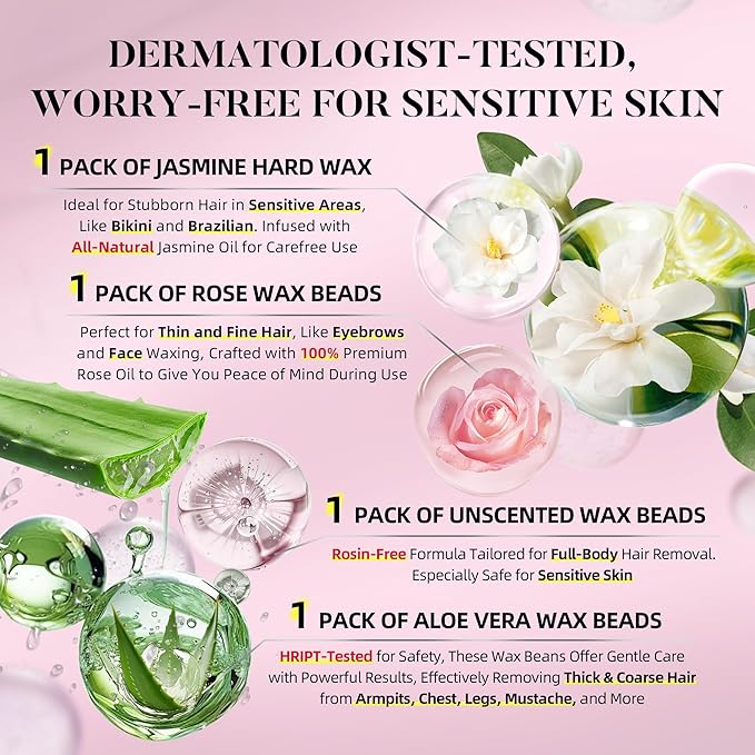 LANSLEYWAX Digital Waxing Kit for Women Men - Pink Wax Machine with 39 Accessories - Hard Wax Kit for Face Eyebrow Lip Brazilian Bikini Sensitive Skin Waxing Warmer Hair Removal for Home/Salon Use