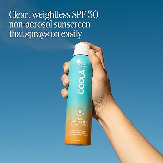 COOLA Organic Sunscreen SPF 30 Sunblock Spray Dermatologist Tested Skin Care for Daily Protection Vegan and Gluten Free Tropical Coconut