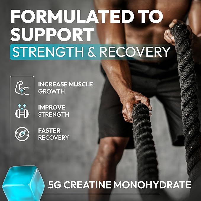 Sugar Free Creatine Monohydrate Gummies 5g Per Serving - 120 Monohydrate Creatine Gummies Advanced Complex with Vitamin C + Vitamin B12 for Muscle Strength Energy Boost Pre-Workout Gummy