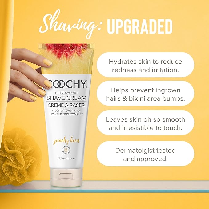 Coochy Shave Cream - Moisturizing Shave Lotion - Gentle Intimate Shaving Cream - For Bikini Area Underarms Legs &amp More - Rash-Free Hydrating Formula - Peachy Keen 32 oz
