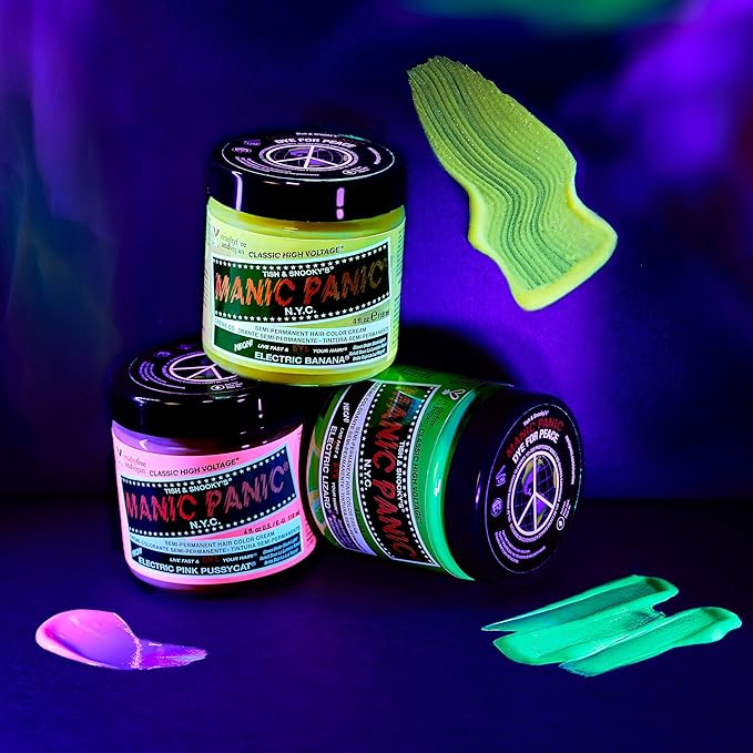 MANIC PANIC Classic Electric Lizard Semi Permanent Hair Color - Bright Neon Green Hair Dye for Women &amp Men That Lasts 4-6 Weeks - Vegan Ammonia &amp Cruelty-Free - Create &amp Mix Custom Shades