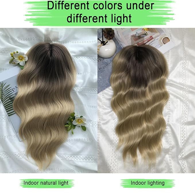 Hair Topper16 Hair Toppers for WomenWig Topper PiecesLarge Coverage Invisible Hairpiece Clip-in Volumizing &amp Curl Wiglet for Thinning Crown/Hairloss (Blonde with Dark Root)