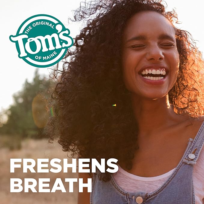 Tom's of Maine Antiplaque and Whitening Fluoride Free Natural Toothpaste Gel Vegan Spearmint 4 Ounces (3 Pack)