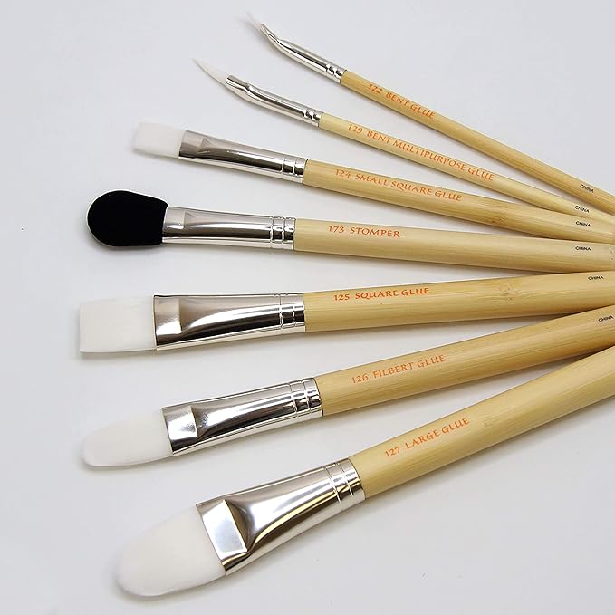 Bdellium Tools Professional Makeup Brush SFX Glue Brush Set 7 PC. With Ziplock Pouch