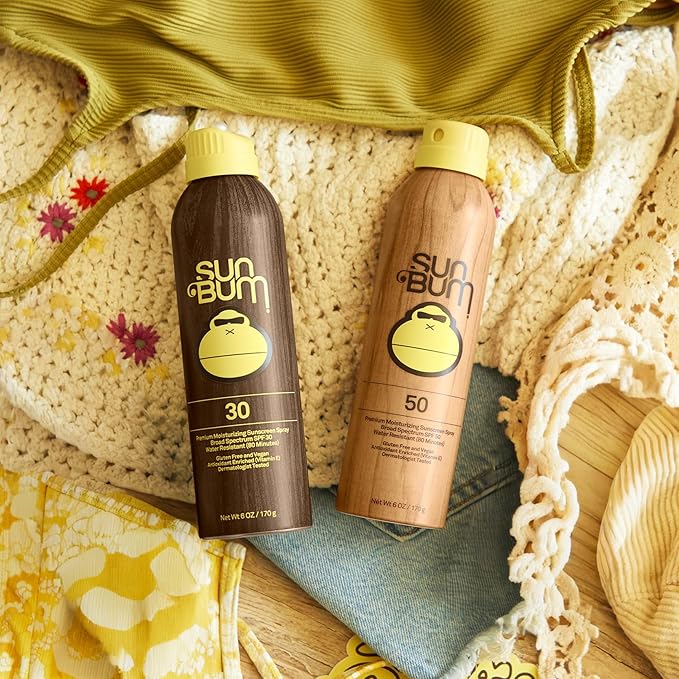 Sun Bum Original Spf 30 and 50 Sunscreen Spray Vegan and Hawaii 104 Act Compliant (Octinoxate &amp Oxybenzone Free) Broad Spectrum Moisturizing UVA/UVB Sunscreen With Vitamin E 2 Pack