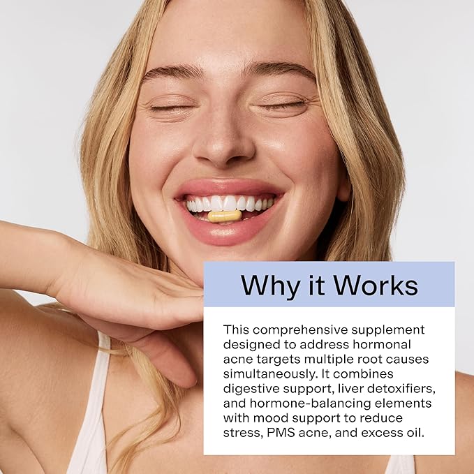 CLEARSTEM - MINDBODYSKIN Hormonal Acne Supplement (5-HTP) - Natural DIM Supplement - Skin Care Vitamins - Hormone Balance Antioxidants - Gluten Free Cruelty Free - 60 Servings 180 Capsules