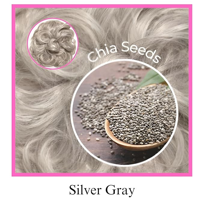 Juvabun Hair Extensions Silver Gray ? Soft Curly Hair Extensions Clip-In for Natural Volume &amp Quick Updo Styling Hair Bun Maker