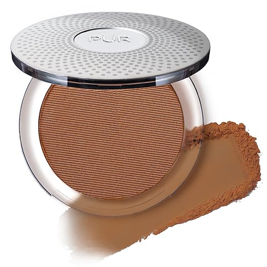 P?R MINERALS 4-in-1 Pressed Mineral Makeup Powder Foundation with SPF 15 - Concealer &amp Finishing Compact Pressed Powder for Face - Buildable Medium to Full Coverage Foundation Powder