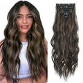 Clip in Hair Extensions for Women Natural Balayage Dark Brown to Chestnut 24 Inch 6PCS Hairpieces Long Wavy Soft Hair Extensions clip ins