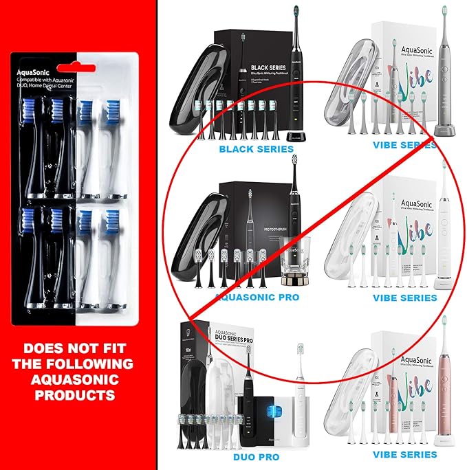 AquaSonic Duo Series Replacement Brush Heads | for Normal &amp Sensitive Teeth | Compatible with Duo Series &amp Home Dental Center Toothbrush Handles | NOT Compatible with Duo Series Pro