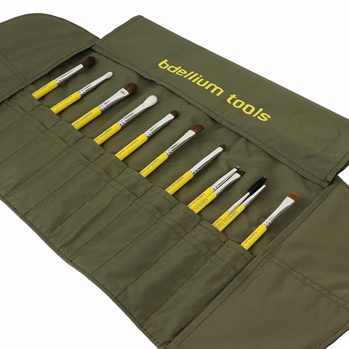 Bdellium Tools Professional Makeup Brush Studio - Eyes 12pc. Brush Set with Roll-Up Pouch