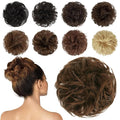 FESHFEN Human Messy Buns - 100% Human Hair Bun Real Scrunchies Hair Pieces Ponytail Extensions Wavy Tousled Updo Chignon Hairpieces for WomenChocolate Light Brown