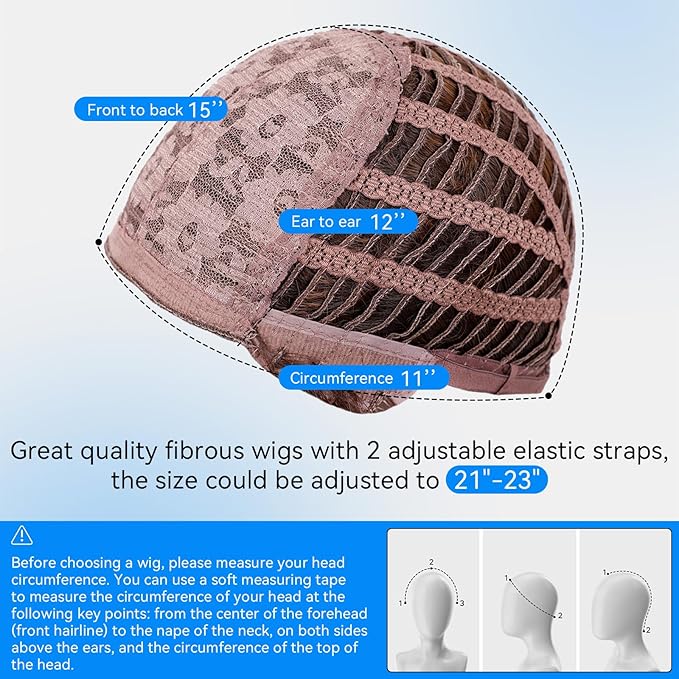 HAIRCUBE Bob Wigs for Women Synthetic Wig with Fringe Blonde with Dark Roots Color