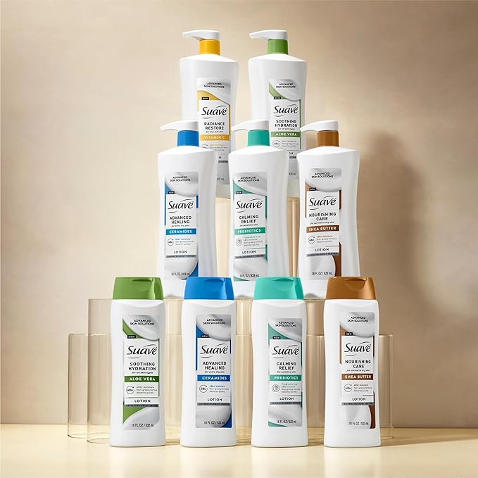 Suave Nourishing Care Hand &amp Body Lotion with Shea Butter for Women Deep Moisture for Dry Skin Fast Absorbing Allergen Free Moisturizing Cream 18FL OZ 6 Pack