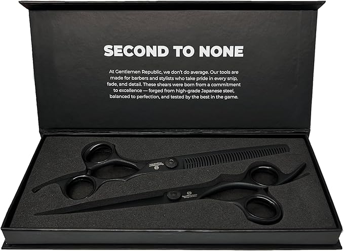 Gentlemen Republic Professional Hair Cutting Scissors &amp Thinning Shears Set ? Premium Japanese Stainless Steel Barber Scissors for Hair Cutting Trimming &amp Texturizing (5.5 Shear Set)
