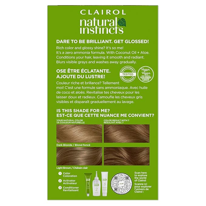 Clairol Natural Instincts Demi-Permanent Hair Dye 7 Dark Blonde Hair Color Pack of 3