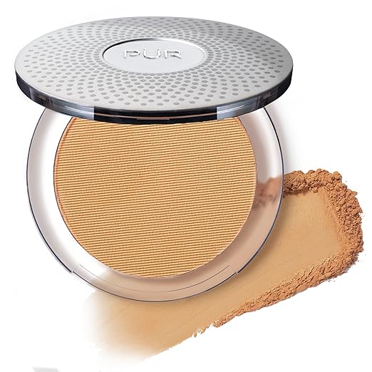 P?R MINERALS 4-in-1 Pressed Mineral Makeup Powder Foundation with SPF 15 - Concealer &amp Finishing Compact Pressed Powder for Face - Buildable Medium to Full Coverage Foundation Powder